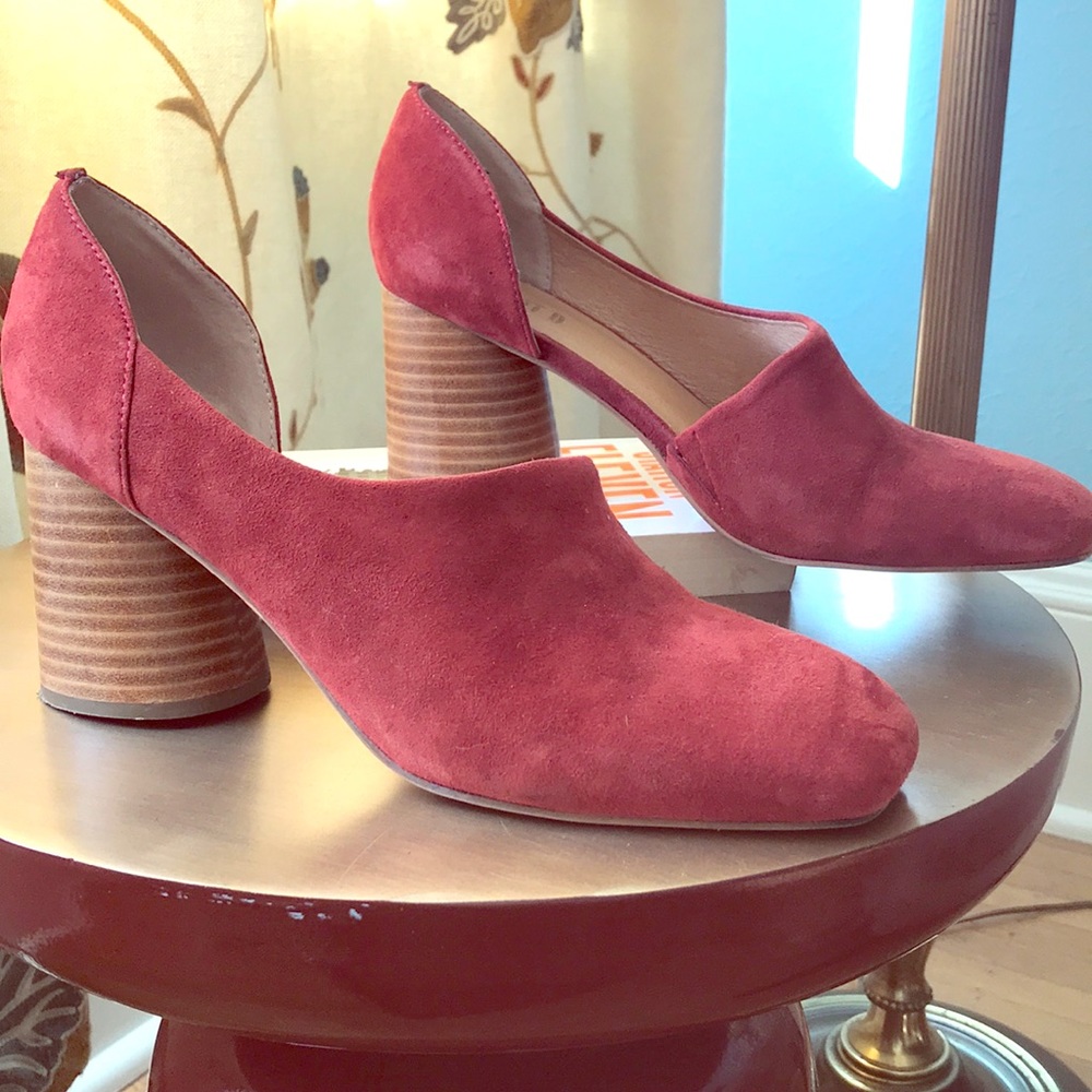 Beautiful red suede shoes from Anthropologie